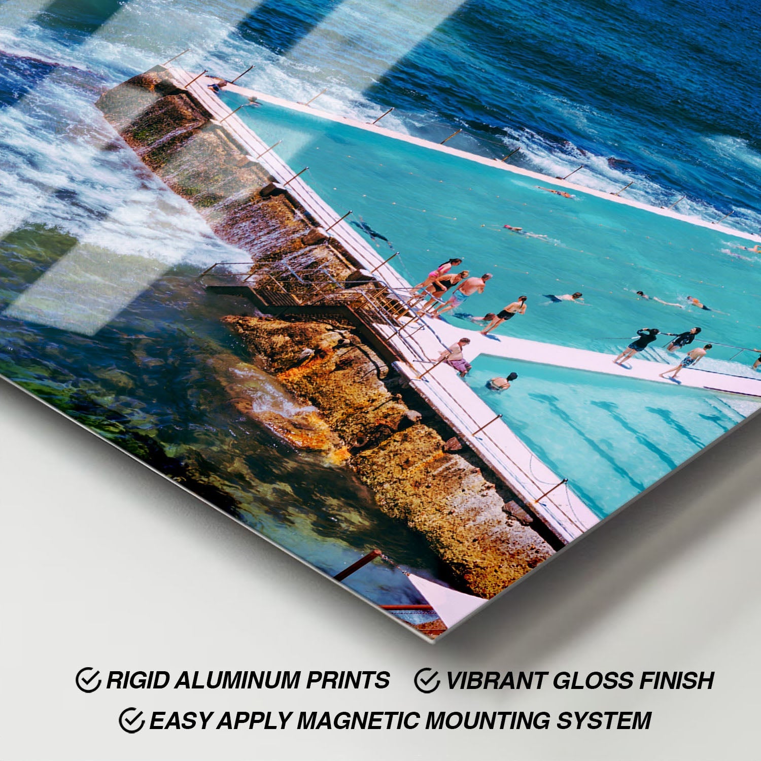 Wes Co Gallery Metal Poster Bondi Icebergs Pool 11" x 17" Home Goods - Travels Border or edge to edge Metal Art Print