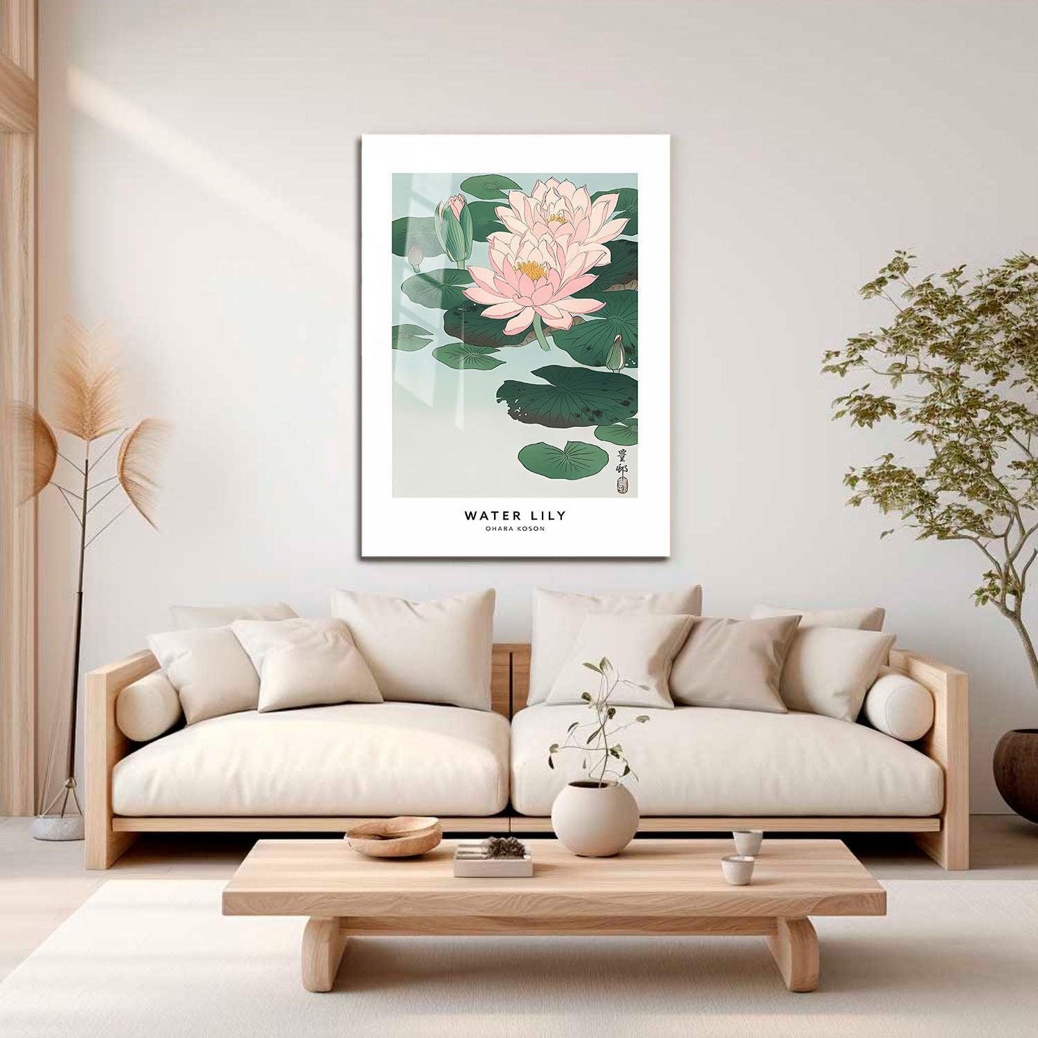 Wes Co Gallery Metal Poster Water Lily Profile by Ohara Koson 16" x 24" Home Goods - Artist Edge to edge Metal Art Print