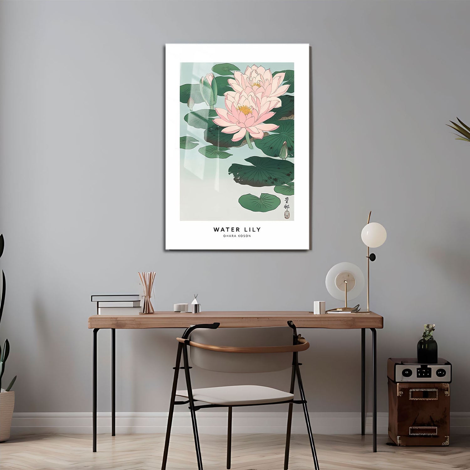 Wes Co Gallery Metal Poster Water Lily Profile by Ohara Koson 24" x 36" Home Goods - Artist Edge to edge Metal Art Print