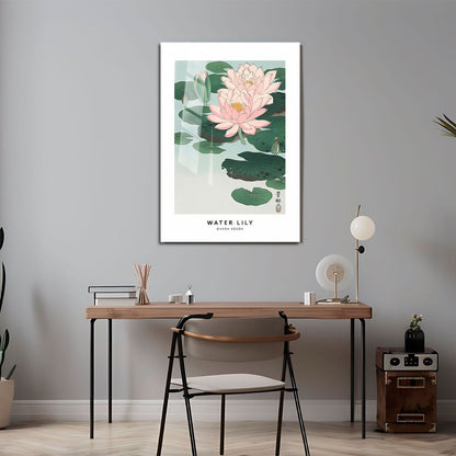 Wes Co Gallery Metal Poster Water Lily Profile by Ohara Koson 24" x 36" Home Goods - Artist Edge to edge Metal Art Print