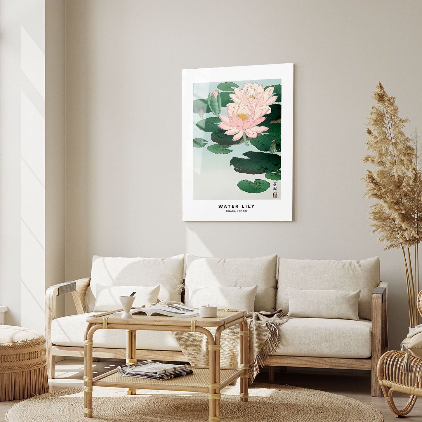 Wes Co Gallery Metal Poster Water Lily Profile by Ohara Koson 5" x 7" Home Goods - Artist Edge to edge Metal Art Print