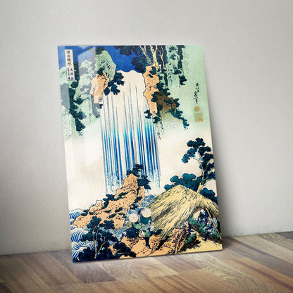 Wes Co Gallery Metal Poster Yoro Waterfall by Katsushika Hokusai 11" x 14" Home Goods - Artist Edge to edge Metal Art Print