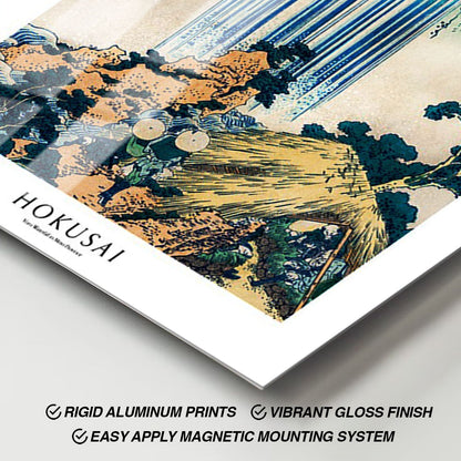 Wes Co Gallery Metal Poster Yoro Waterfall Profile by Katsushika Hokusai 11" x 17" Home Goods - Artist Edge to edge Metal Art Print