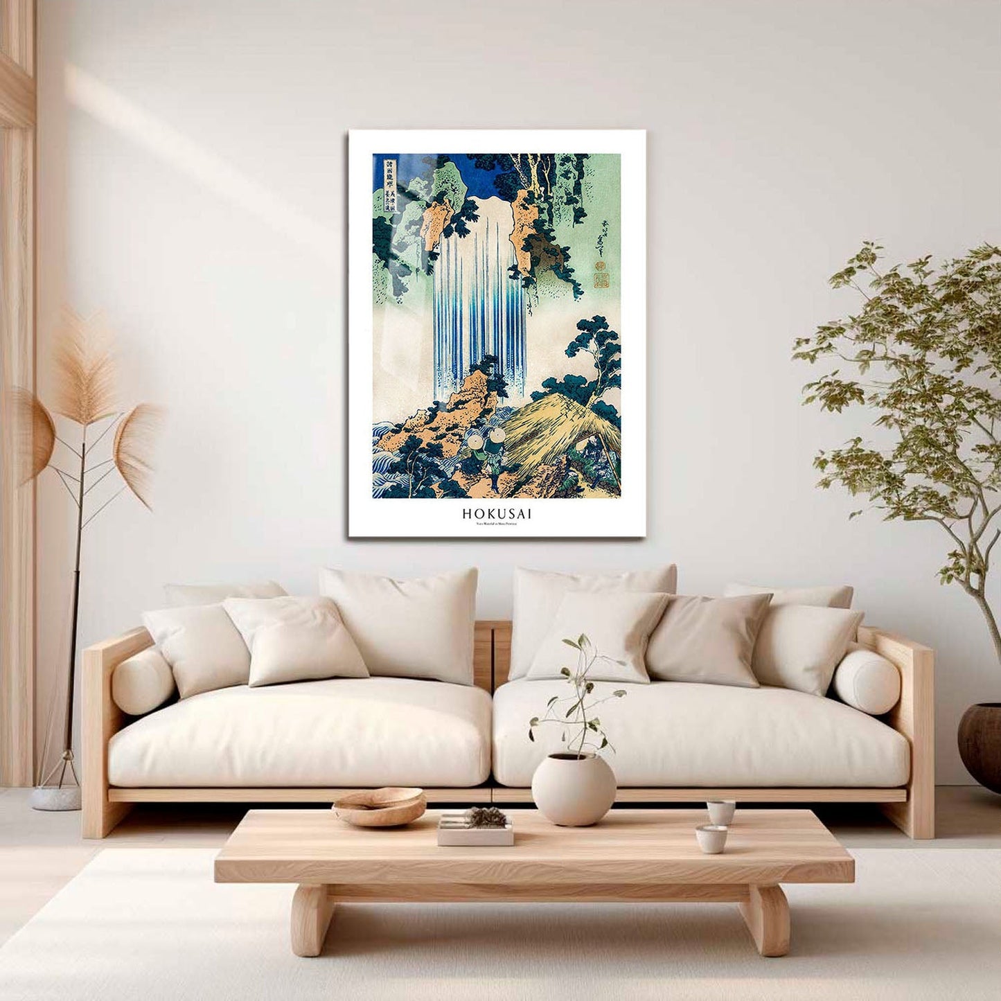 Wes Co Gallery Metal Poster Yoro Waterfall Profile by Katsushika Hokusai 16" x 24" Home Goods - Artist Edge to edge Metal Art Print