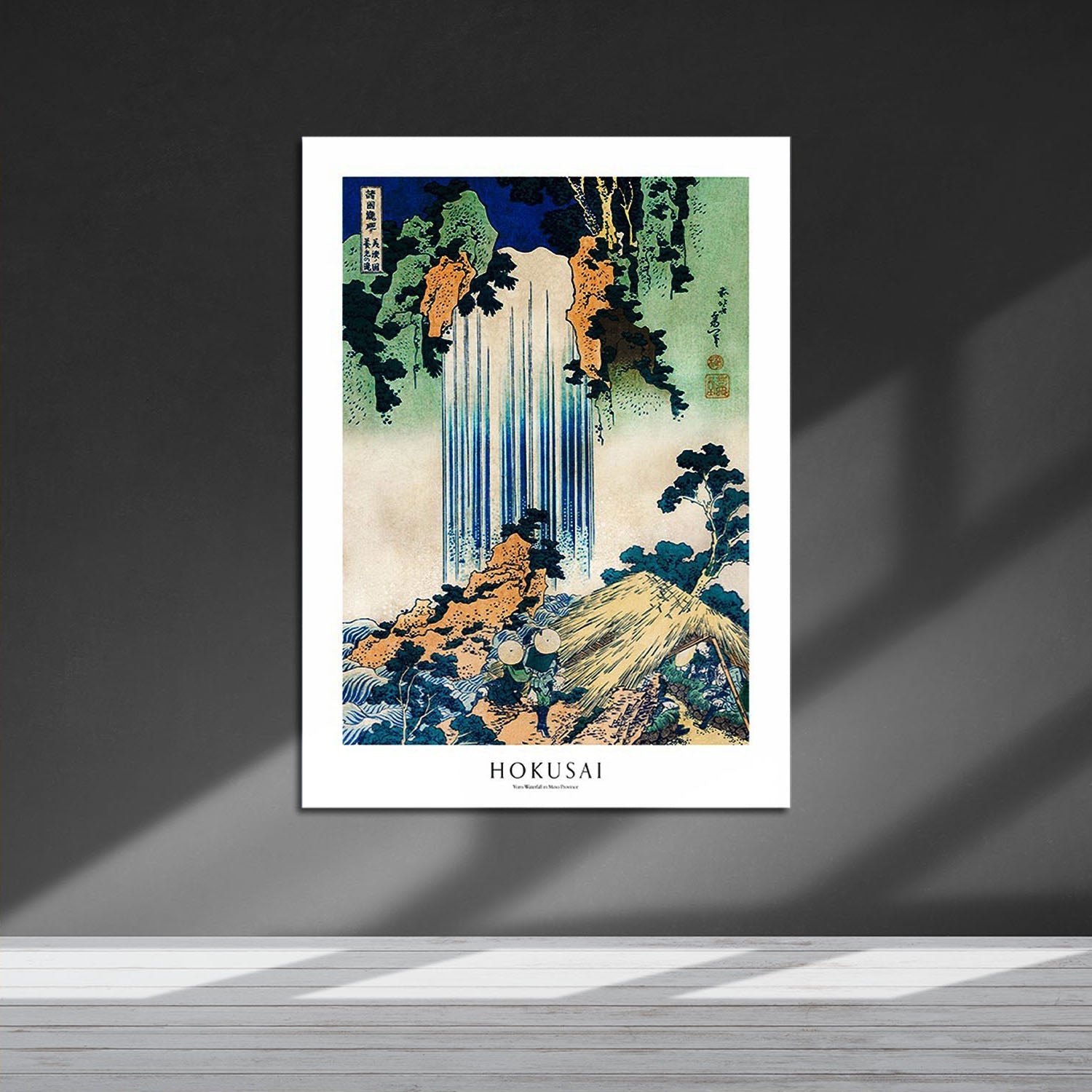 Wes Co Gallery Metal Poster Yoro Waterfall Profile by Katsushika Hokusai 16" x 24" Home Goods - Artist Edge to edge Metal Art Print