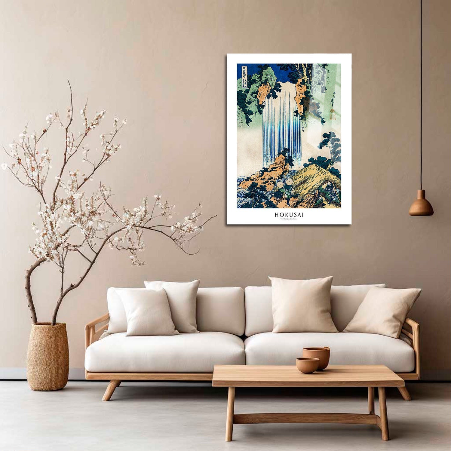 Wes Co Gallery Metal Poster Yoro Waterfall Profile by Katsushika Hokusai 5" x 7" Home Goods - Artist Edge to edge Metal Art Print