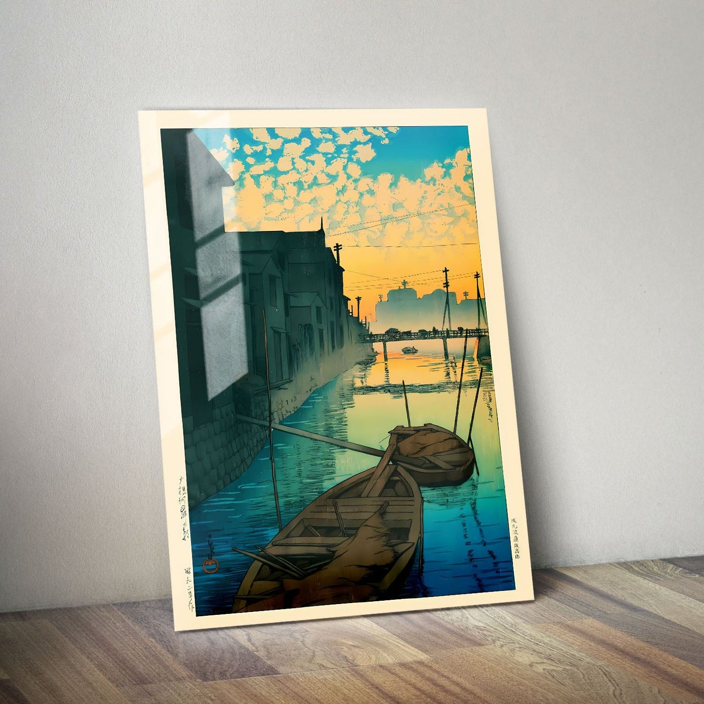 Wes Co Gallery Metal Poster Morning at Onegishi by Kawase Hasui 11" x 14" Home Goods - Artist Edge to edge Metal Art Print