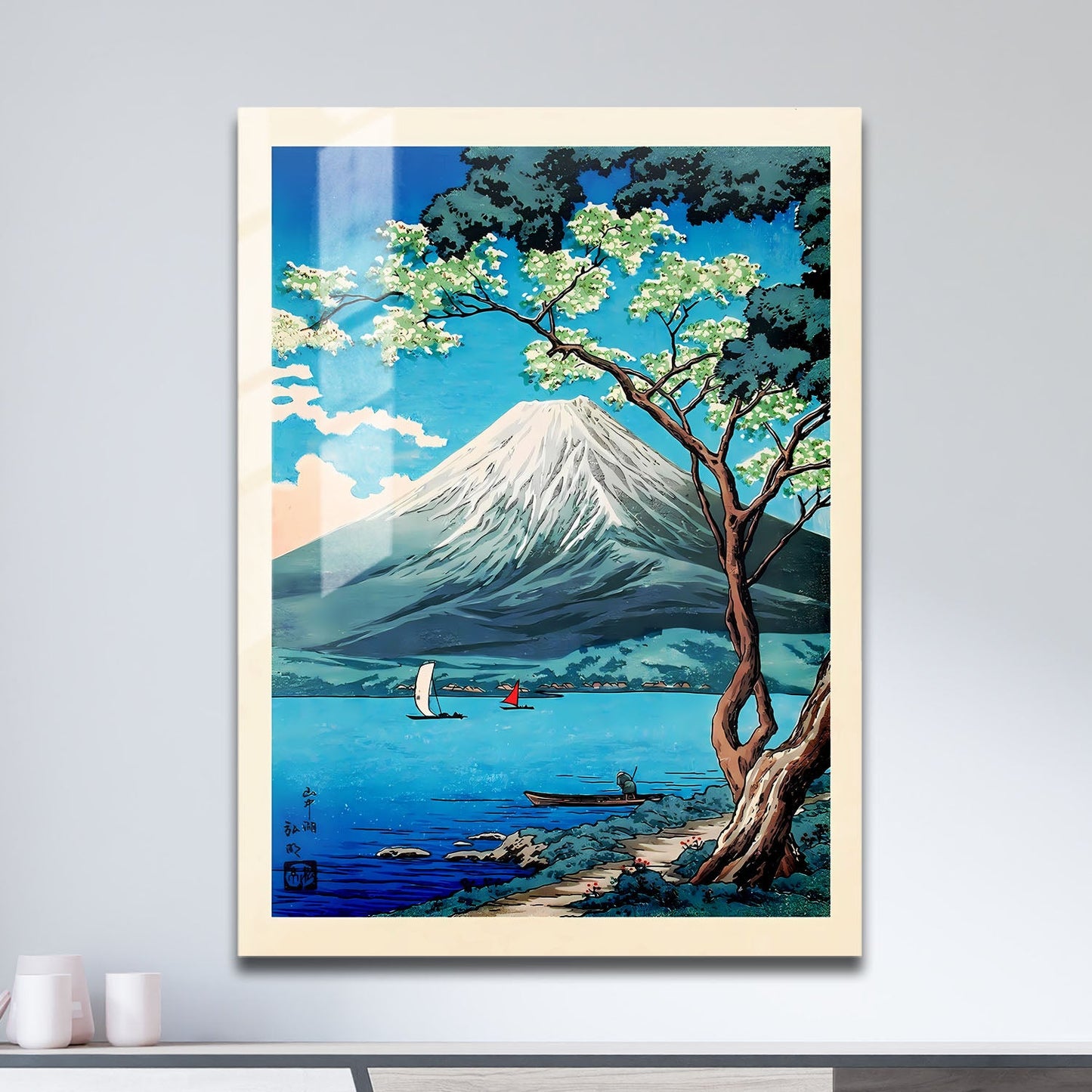 Wes Co Gallery Metal Poster Mount Fuji from Lake Yamanaka by Hiroaki Takahashi 11" x 17" Home Goods - Artist Edge to edge Metal Art Print