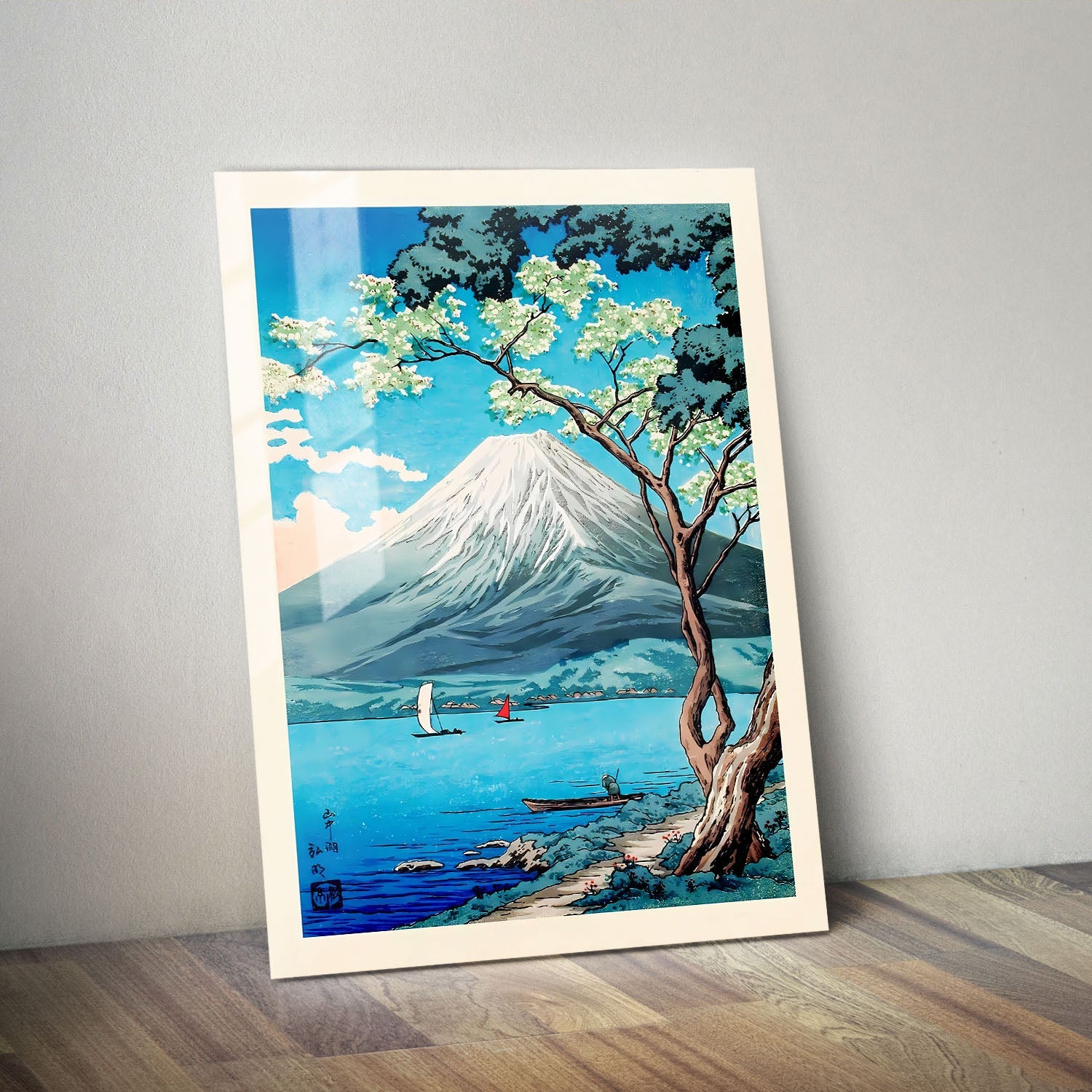 Wes Co Gallery Metal Poster Mount Fuji from Lake Yamanaka by Hiroaki Takahashi 11" x 14" Home Goods - Artist Edge to edge Metal Art Print