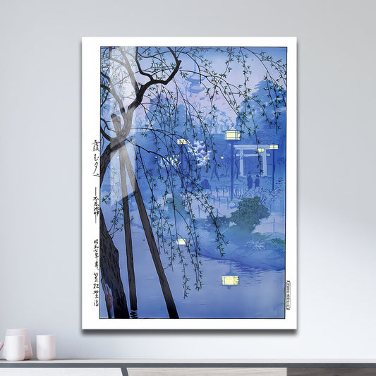 Wes Co Gallery Metal Poster Japan at night by Shiro 11" x 17" Home Goods - Artist Edge to edge Metal Art Print