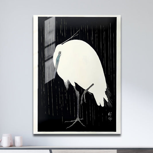 Wes Co Gallery Metal Poster Egrets in Rain by Ohara Koson 11" x 17" Home Goods - Artist Edge to edge Metal Art Print