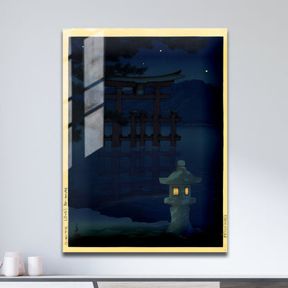 Wes Co Gallery Metal Poster Starlit Night at Miyajima by Kawase Hasui 11" x 17" Home Goods - Artist Edge to edge Metal Art Print