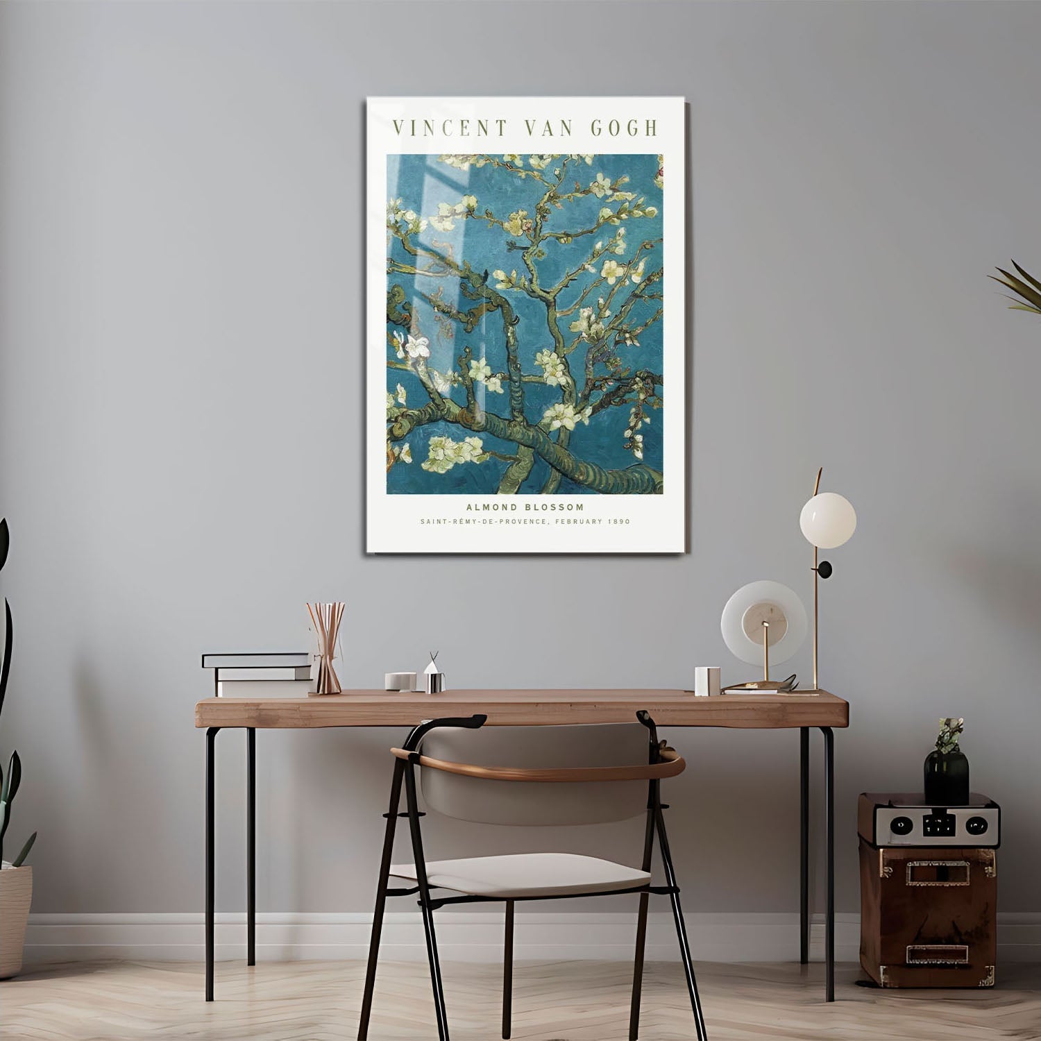 Wes Co Gallery Metal Poster Almond Blossom by Vincent Van Gogh 24" x 36" Home Goods - Artist Edge to edge Metal Art Print