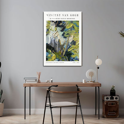 Wes Co Gallery Metal Poster Blossoming Acacia Branches by Vincent Van Gogh 24" x 36" Home Goods - Artist Edge to edge Metal Art Print