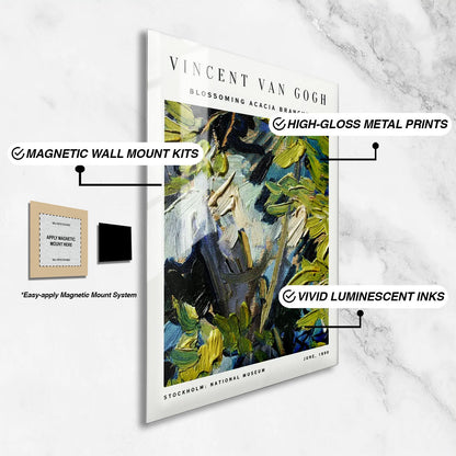 Wes Co Gallery Metal Poster Blossoming Acacia Branches by Vincent Van Gogh 24" x 36" Home Goods - Artist Edge to edge Metal Art Print