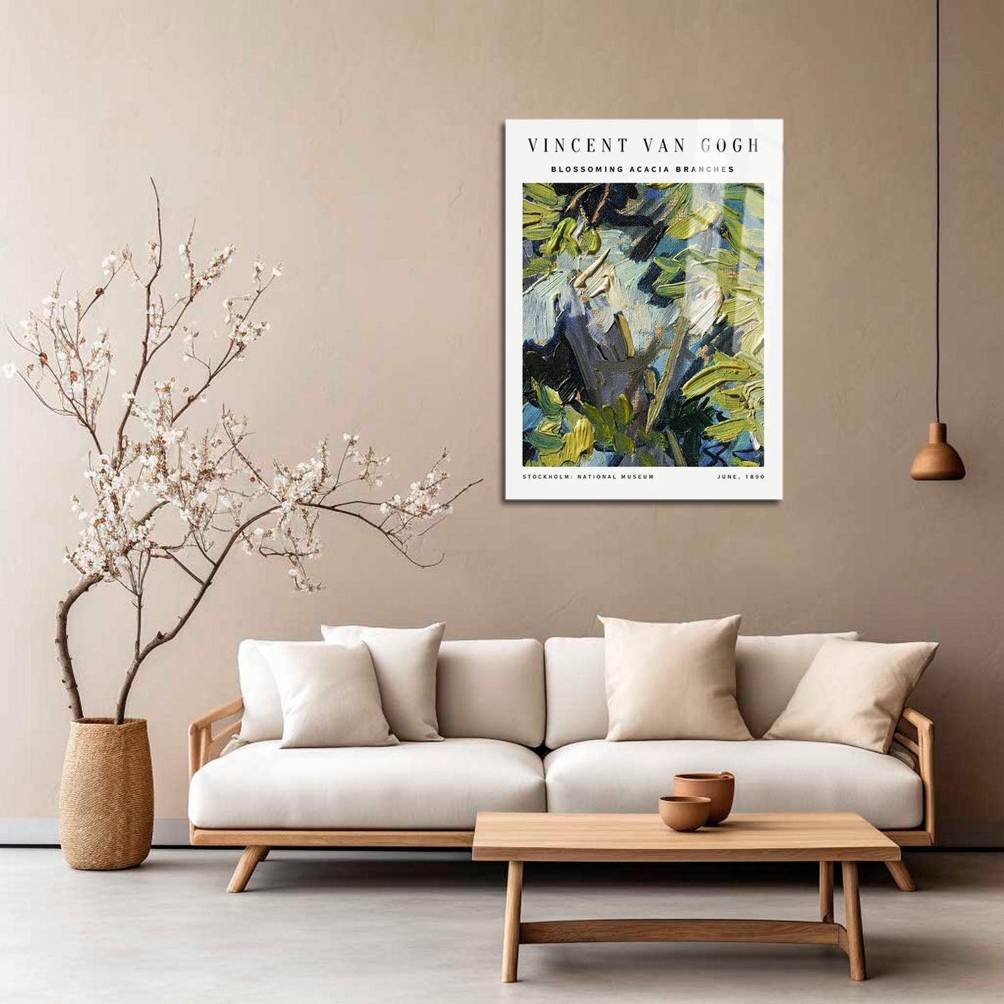 Wes Co Gallery Metal Poster Blossoming Acacia Branches by Vincent Van Gogh 5" x 7" Home Goods - Artist Edge to edge Metal Art Print