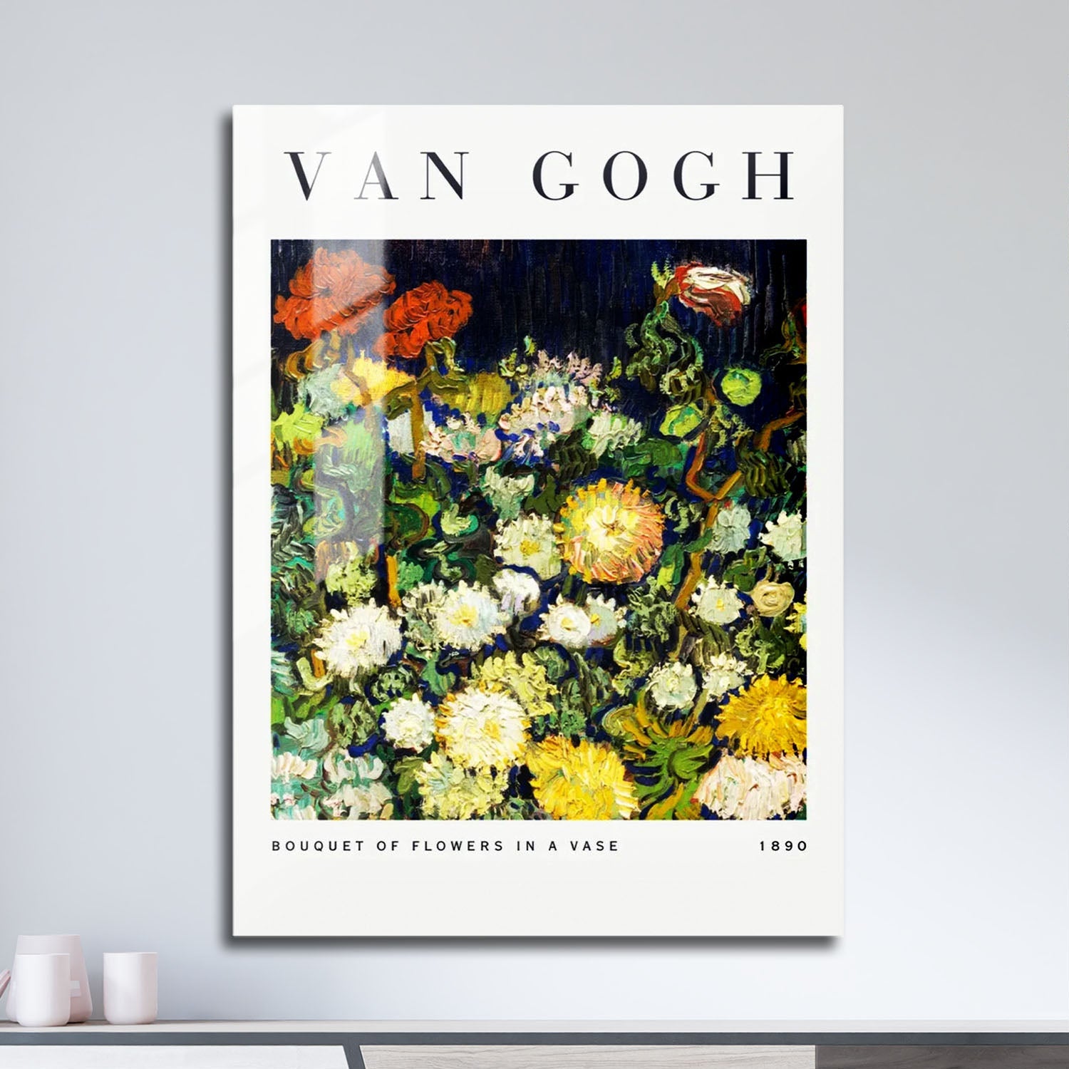 Wes Co Gallery Metal Poster Bouquet of Flowers by Vincent Van Gogh 11" x 17" Home Goods - Artist Edge to edge Metal Art Print