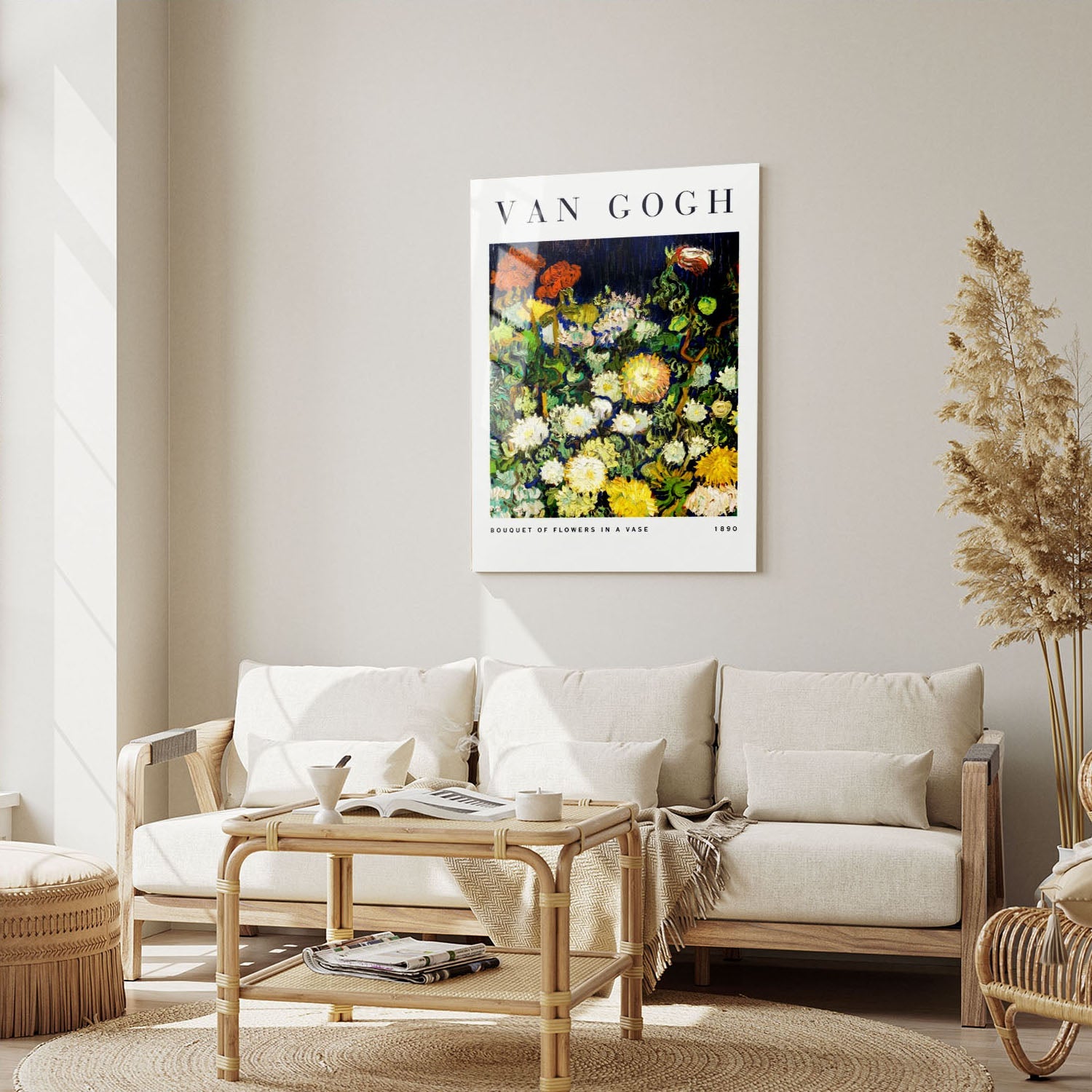 Wes Co Gallery Metal Poster Bouquet of Flowers by Vincent Van Gogh 5" x 7" Home Goods - Artist Edge to edge Metal Art Print