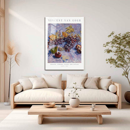 Wes Co Gallery Metal Poster Grapes, Lemon, Pears and Apple by Vincent Van Gogh 16" x 24" Home Goods - Artist Edge to edge Metal Art Print