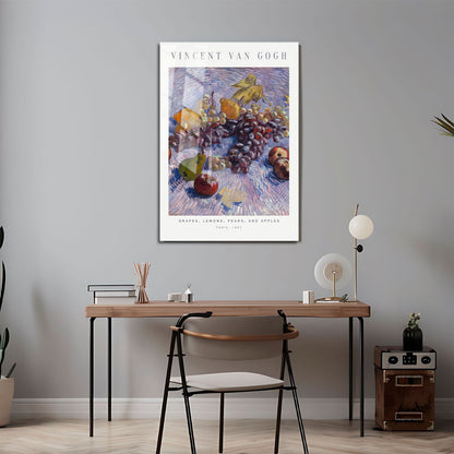 Wes Co Gallery Metal Poster Grapes, Lemon, Pears and Apple by Vincent Van Gogh 24" x 36" Home Goods - Artist Edge to edge Metal Art Print