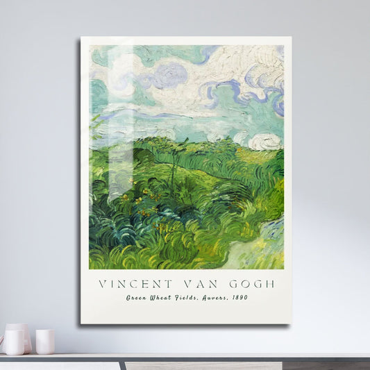 Wes Co Gallery Metal Poster Green What Fields Auvers by Vincent Van Gogh 11" x 17" Home Goods - Artist Edge to edge Metal Art Print