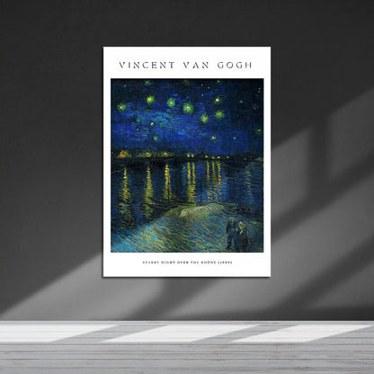 Wes Co Gallery Metal Poster Starry Night over the Rhone by Vincent Van Gogh 16" x 24" Home Goods - Artist Edge to edge Metal Art Print