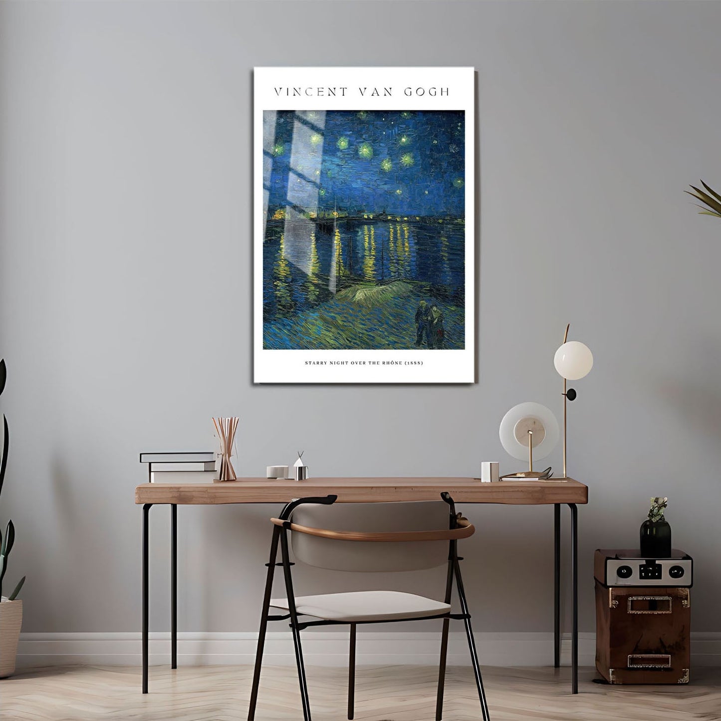 Wes Co Gallery Metal Poster Starry Night over the Rhone by Vincent Van Gogh 24" x 36" Home Goods - Artist Edge to edge Metal Art Print