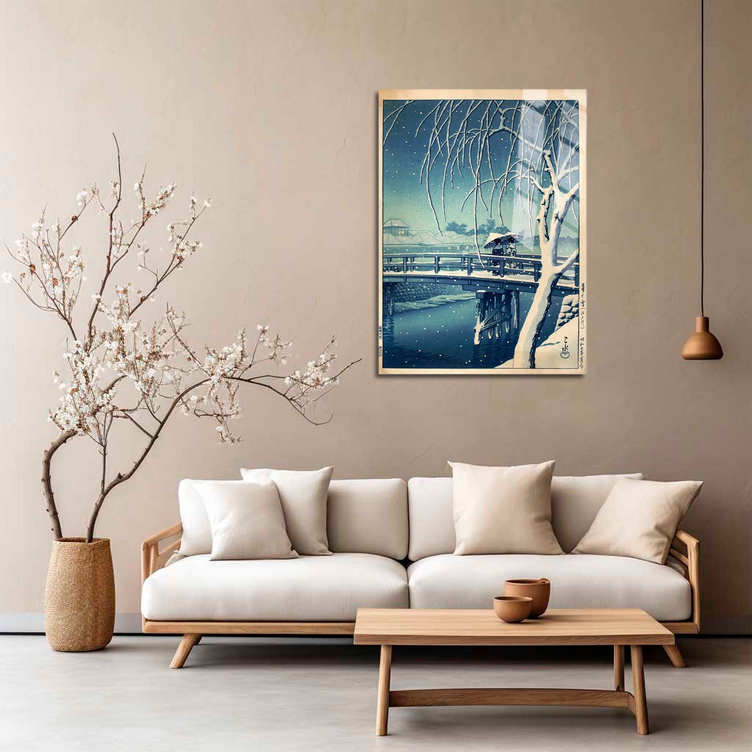 Wes Co Gallery Metal Poster Evening Snow at Edo River by Kawase Hasui 5" x 7" Home Goods - Artist Edge to edge Metal Art Print