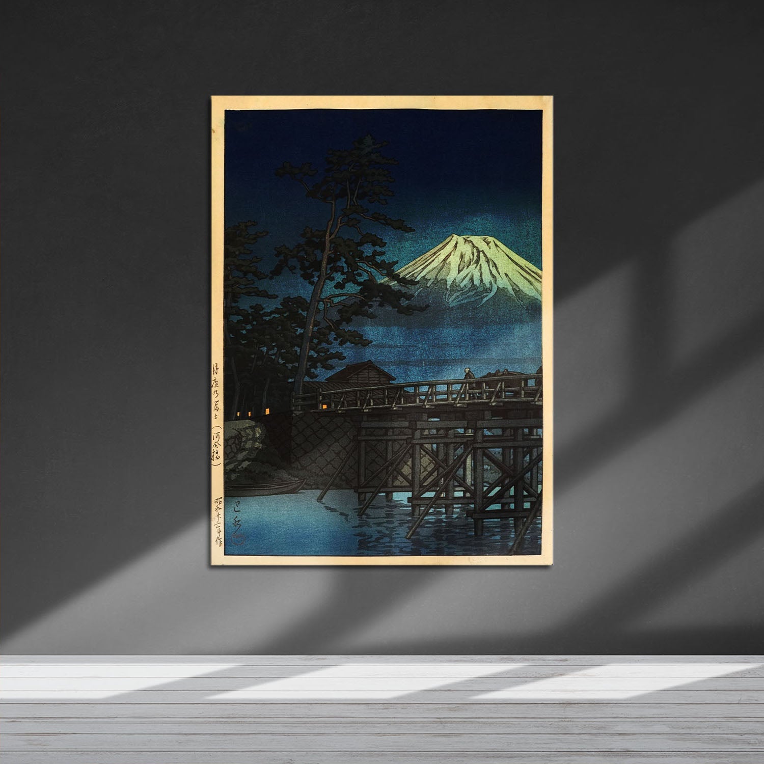 Wes Co Gallery Metal Poster Mt Fuji Moonlight by Kawase Hasui 16" x 24" Home Goods - Artist Edge to edge Metal Art Print