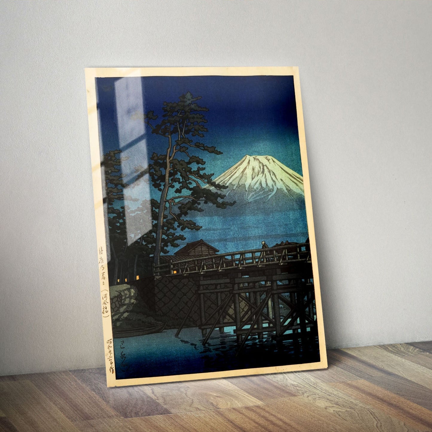 Wes Co Gallery Metal Poster Mt Fuji Moonlight by Kawase Hasui 11" x 14" Home Goods - Artist Edge to edge Metal Art Print