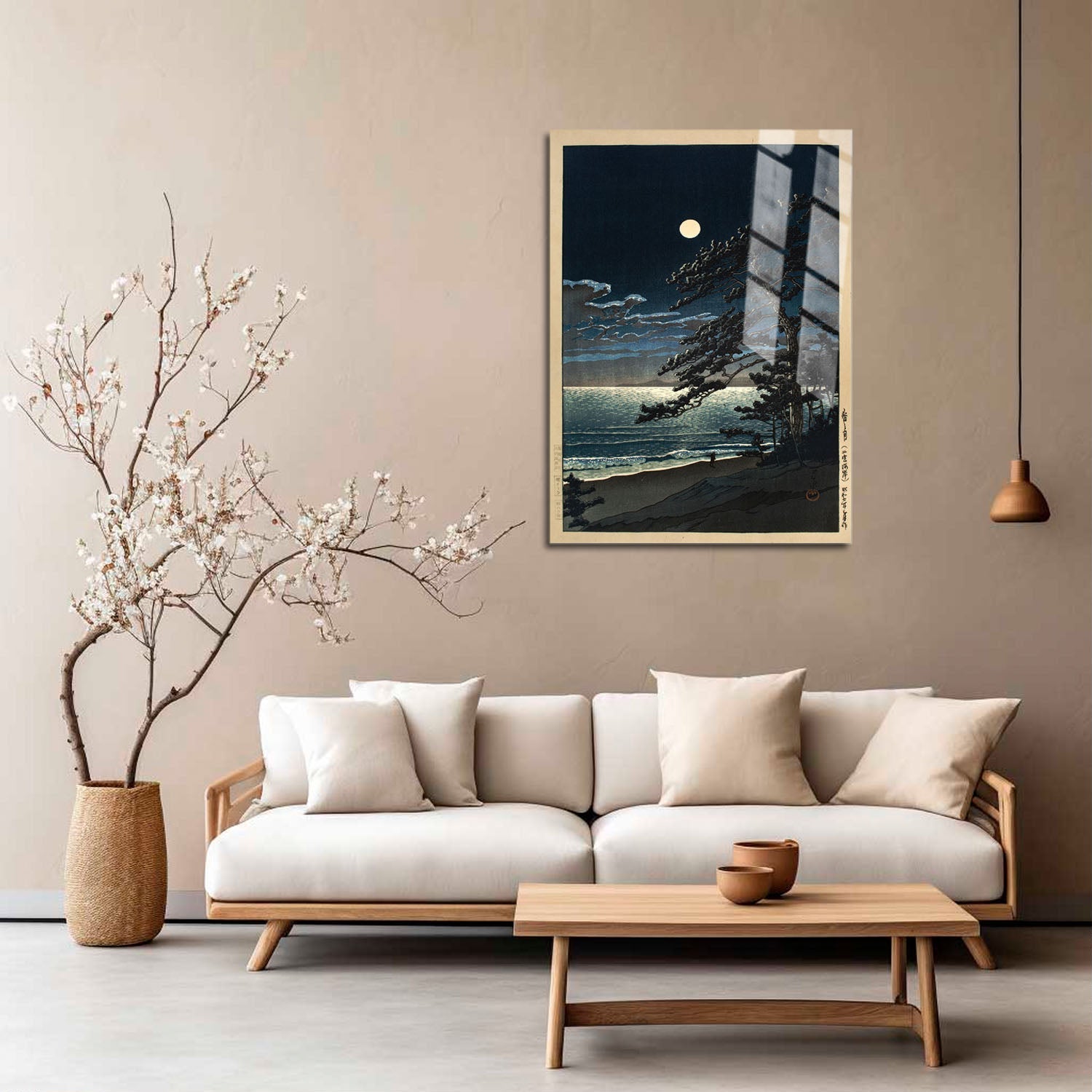 Wes Co Gallery Metal Poster Spring Moon at Ninomiya Beach by Kawase Hasui 5" x 7" Home Goods - Artist Edge to edge Metal Art Print