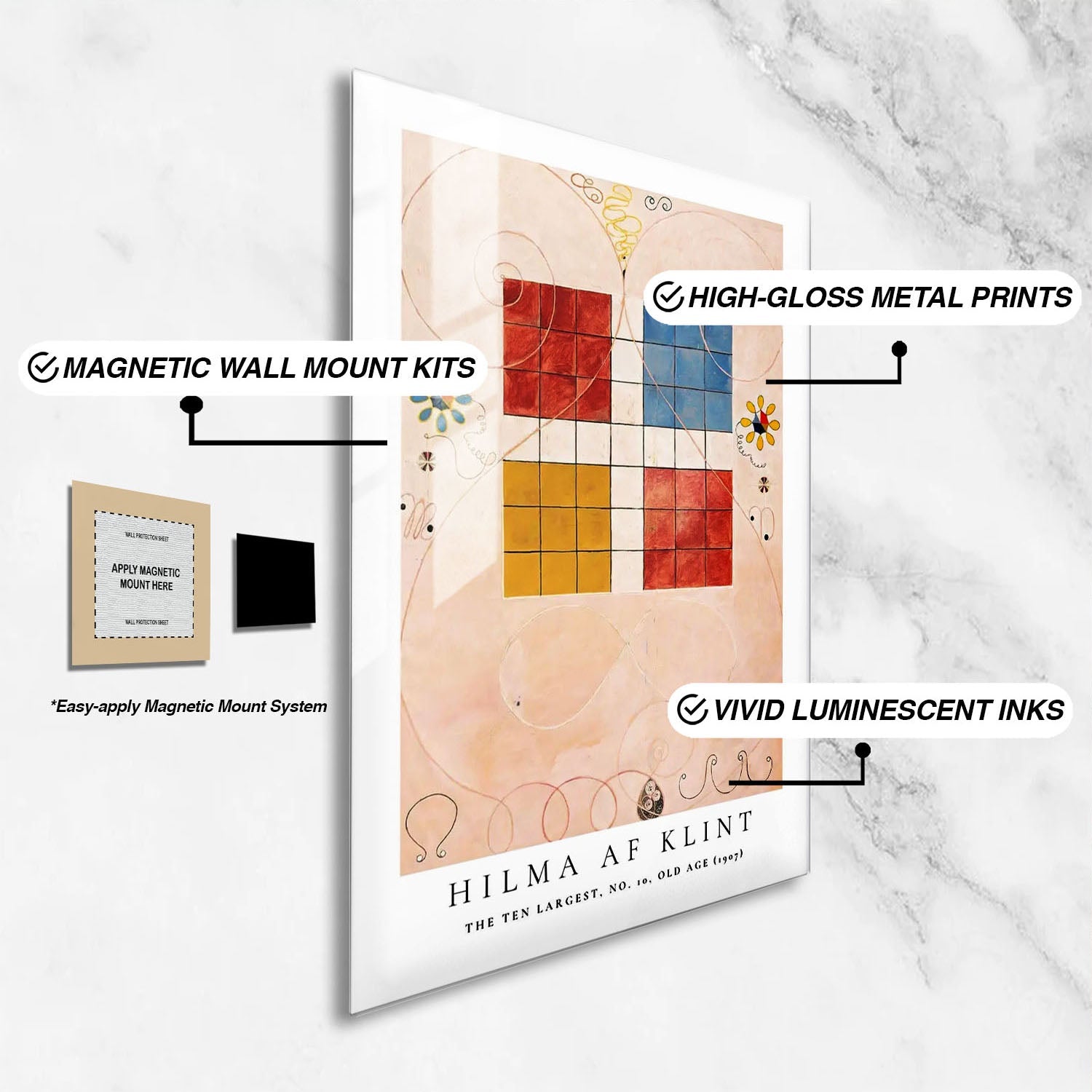 Wes Co Gallery Metal Poster The Ten Largest No. 10 Old Age by Hilma af Klint 24" x 36" Home Goods - Artist Edge to edge Metal Art Print