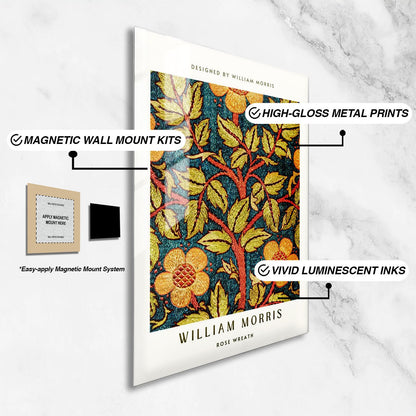 Wes Co Gallery Metal Poster Rose Wreath by William Morris 24" x 36" Home Goods - Artist Edge to edge Metal Art Print