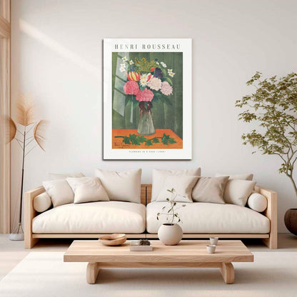 Wes Co Gallery Metal Poster Flowers in a Vase by Henri Rousseau 16" x 24" Home Goods - Artist Edge to edge Metal Art Print