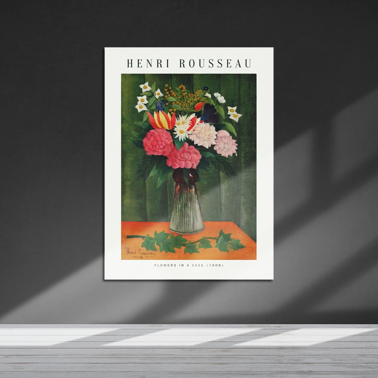 Wes Co Gallery Metal Poster Flowers in a Vase by Henri Rousseau 16" x 24" Home Goods - Artist Edge to edge Metal Art Print