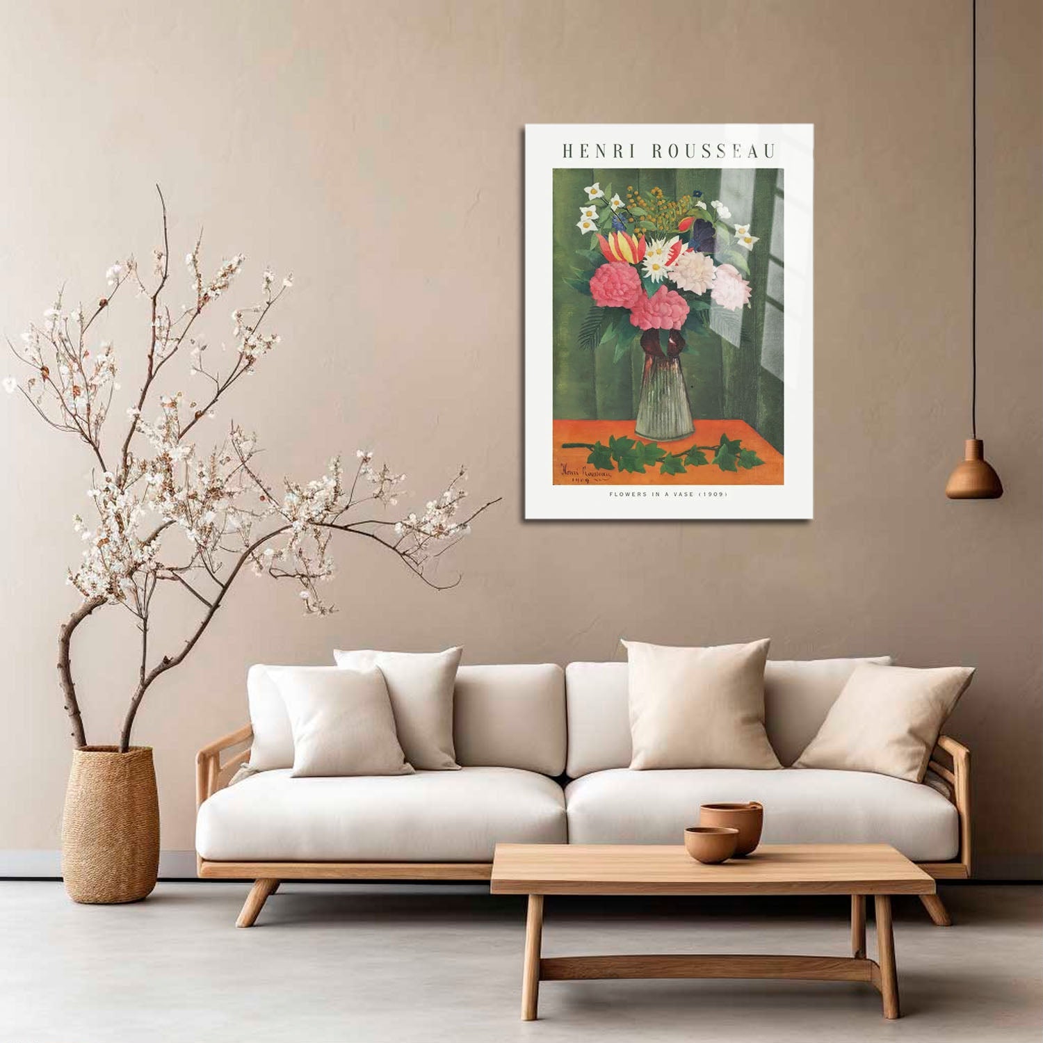 Wes Co Gallery Metal Poster Flowers in a Vase by Henri Rousseau 5" x 7" Home Goods - Artist Edge to edge Metal Art Print