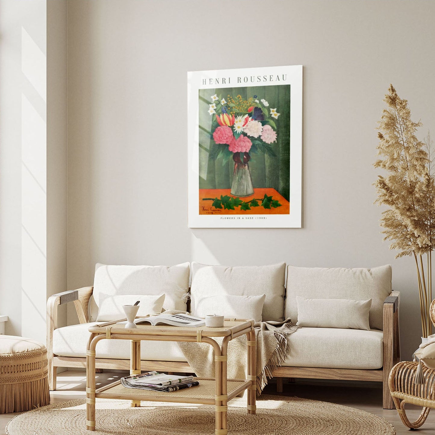 Wes Co Gallery Metal Poster Flowers in a Vase by Henri Rousseau 5" x 7" Home Goods - Artist Edge to edge Metal Art Print