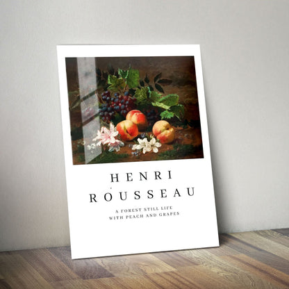 Wes Co Gallery Metal Poster Peaches and Grapes by Henri Rousseau 11" x 14" Home Goods - Artist Edge to edge Metal Art Print