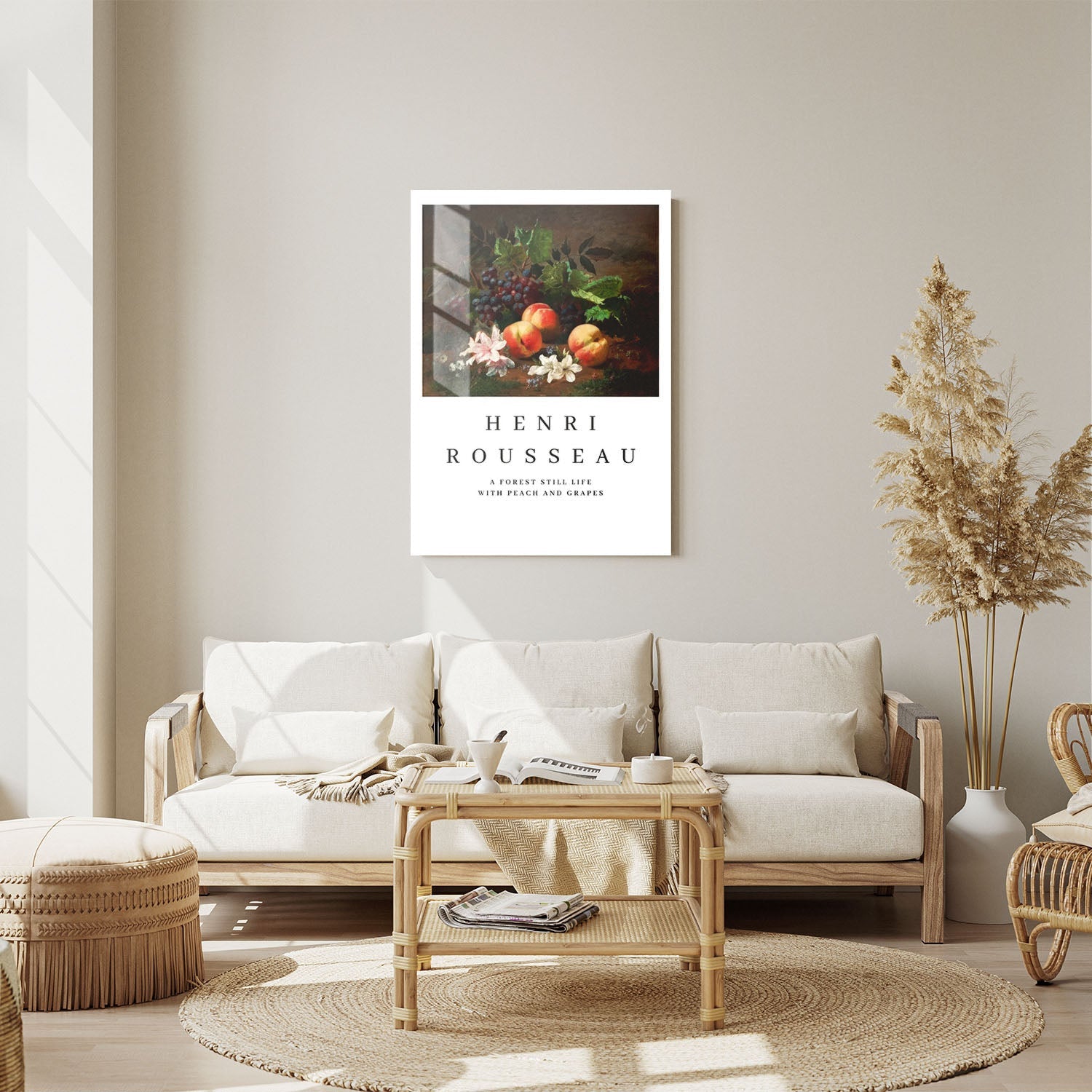 Wes Co Gallery Metal Poster Peaches and Grapes by Henri Rousseau 11" x 14" Home Goods - Artist Edge to edge Metal Art Print