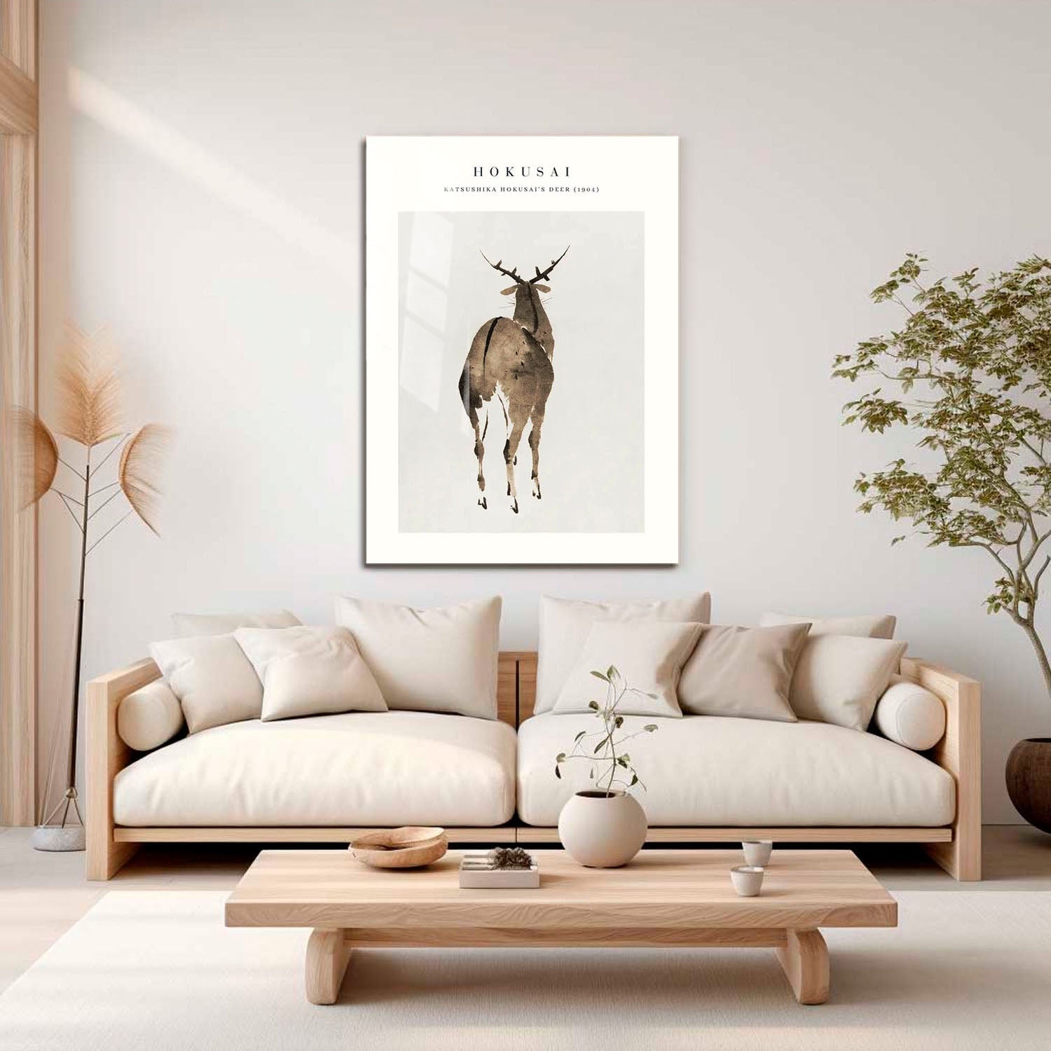 Wes Co Gallery Metal Poster Hokusais Deer by Katsushika Hokusai 16" x 24" Home Goods - Artist Edge to edge Metal Art Print