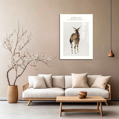 Wes Co Gallery Metal Poster Hokusais Deer by Katsushika Hokusai 5" x 7" Home Goods - Artist Edge to edge Metal Art Print