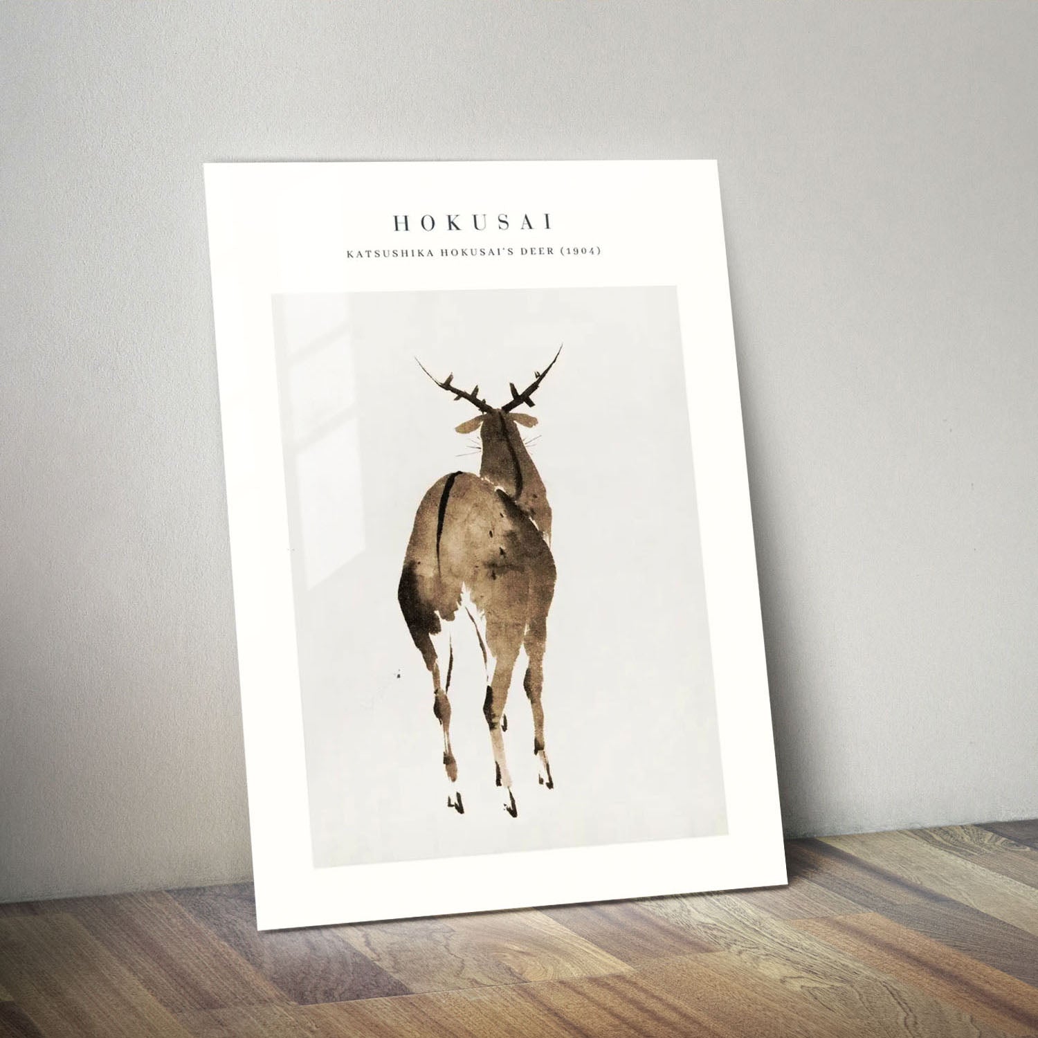 Wes Co Gallery Metal Poster Hokusais Deer by Katsushika Hokusai 11" x 14" Home Goods - Artist Edge to edge Metal Art Print