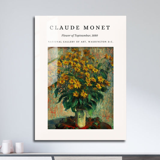 Wes Co Gallery Metal Poster Topinambur Blossom 1880 by Claude Monet 11" x 17" Home Goods - Artist Edge to edge Metal Art Print