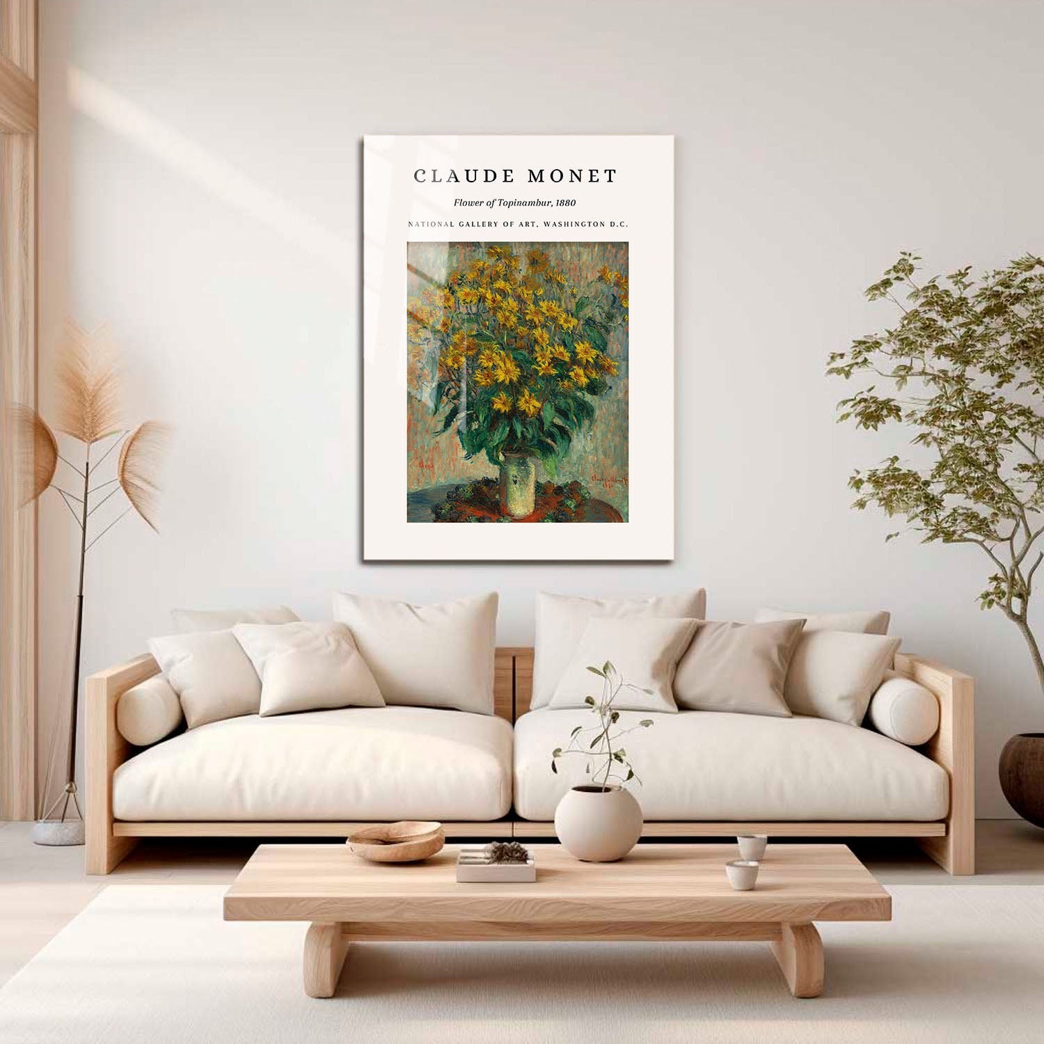 Wes Co Gallery Metal Poster Topinambur Blossom 1880 by Claude Monet 16" x 24" Home Goods - Artist Edge to edge Metal Art Print