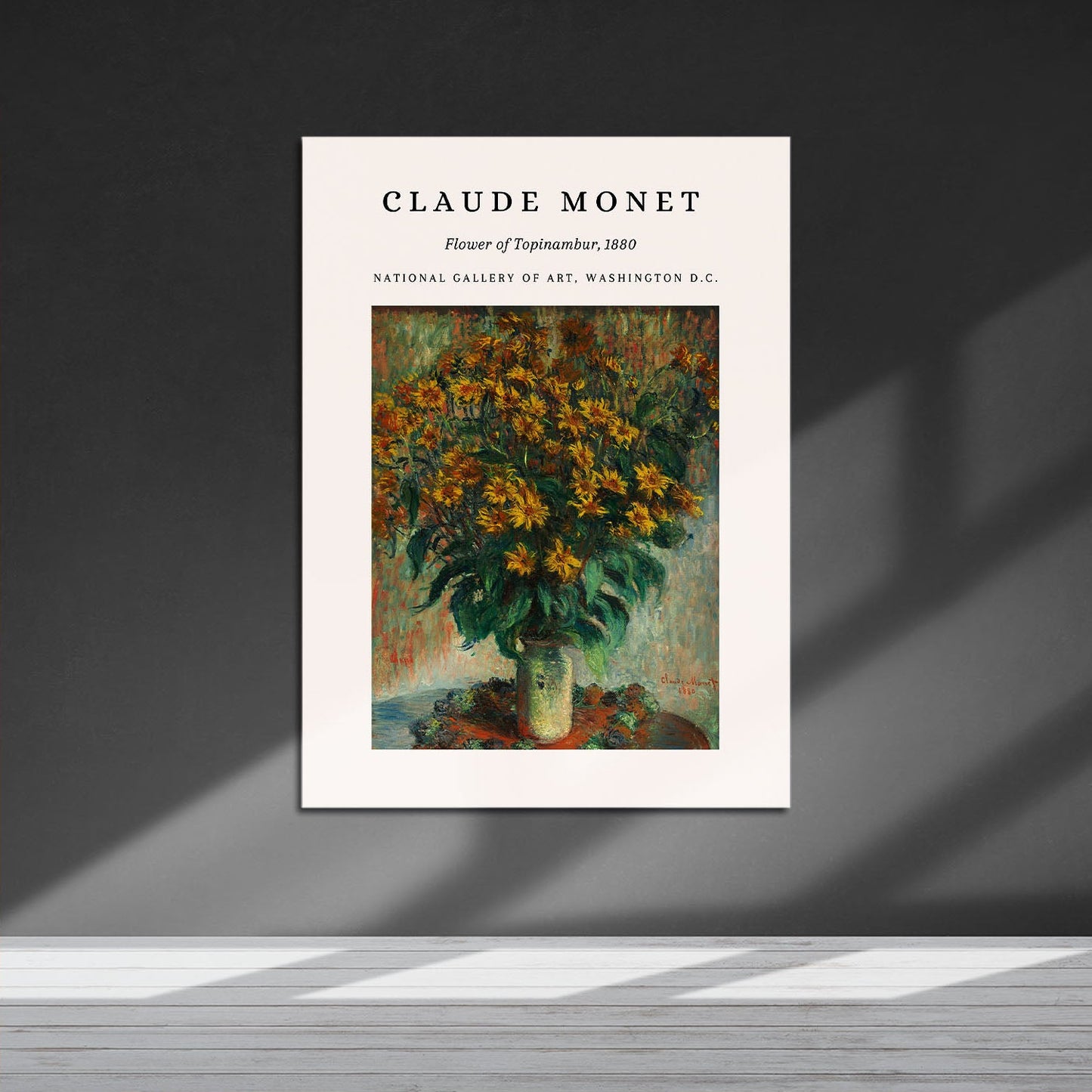 Wes Co Gallery Metal Poster Topinambur Blossom 1880 by Claude Monet 16" x 24" Home Goods - Artist Edge to edge Metal Art Print