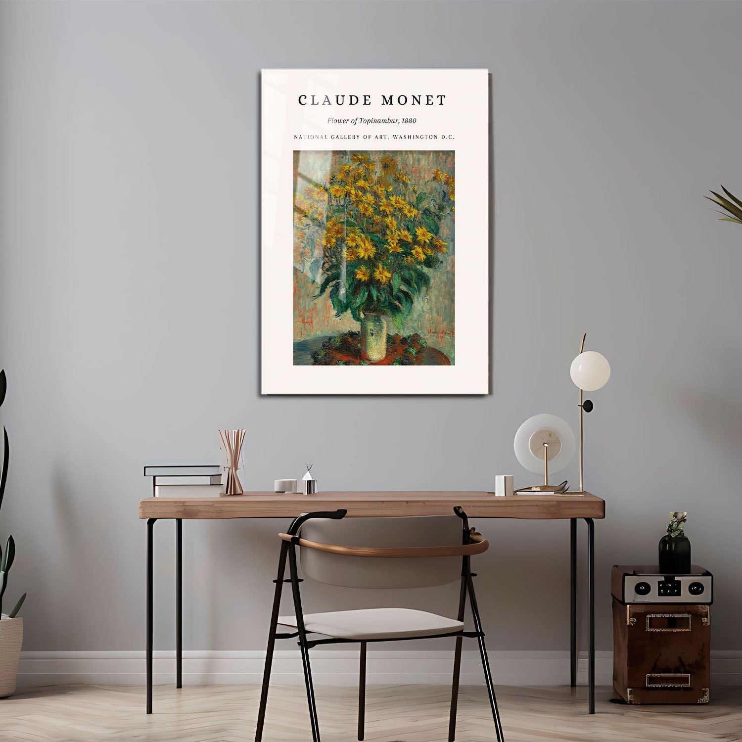 Wes Co Gallery Metal Poster Topinambur Blossom 1880 by Claude Monet 24" x 36" Home Goods - Artist Edge to edge Metal Art Print