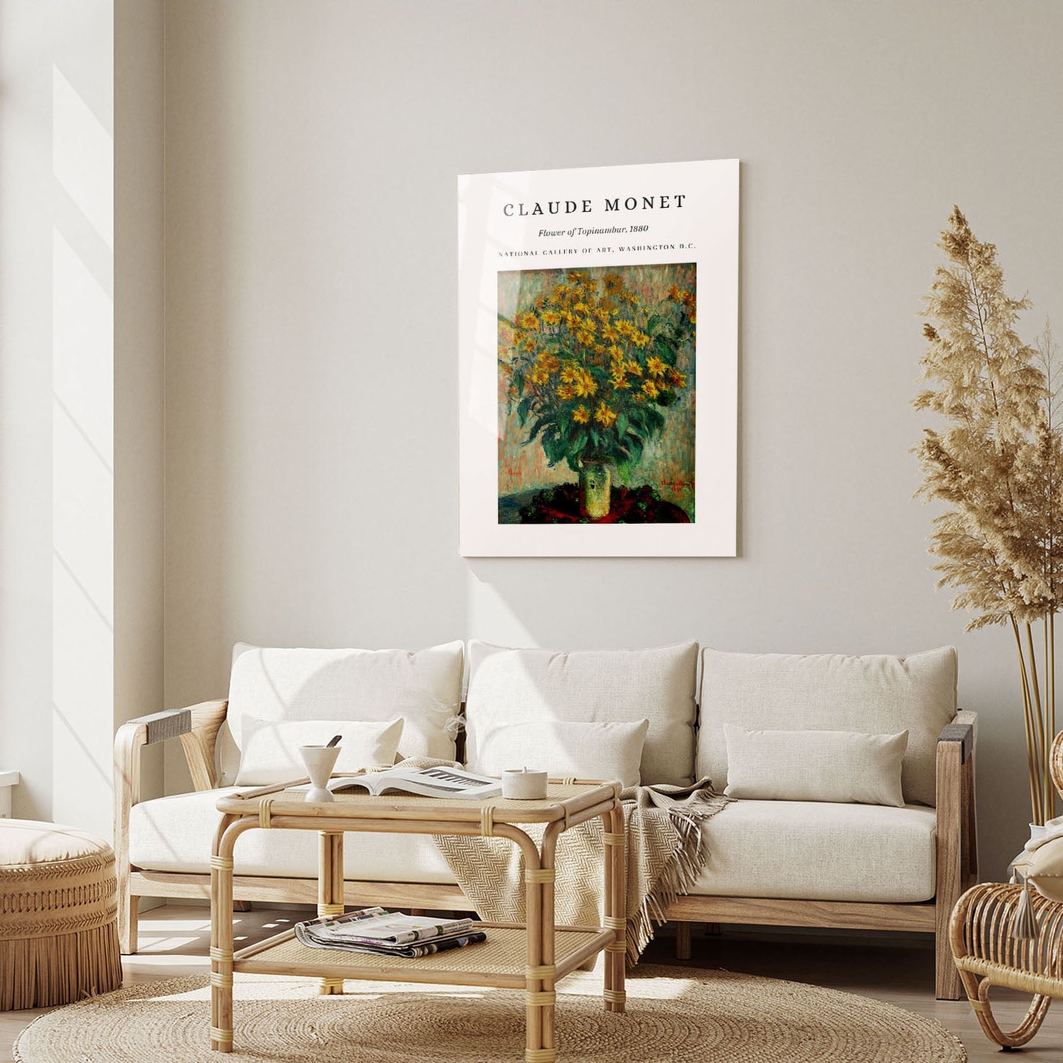 Wes Co Gallery Metal Poster Topinambur Blossom 1880 by Claude Monet 5" x 7" Home Goods - Artist Edge to edge Metal Art Print