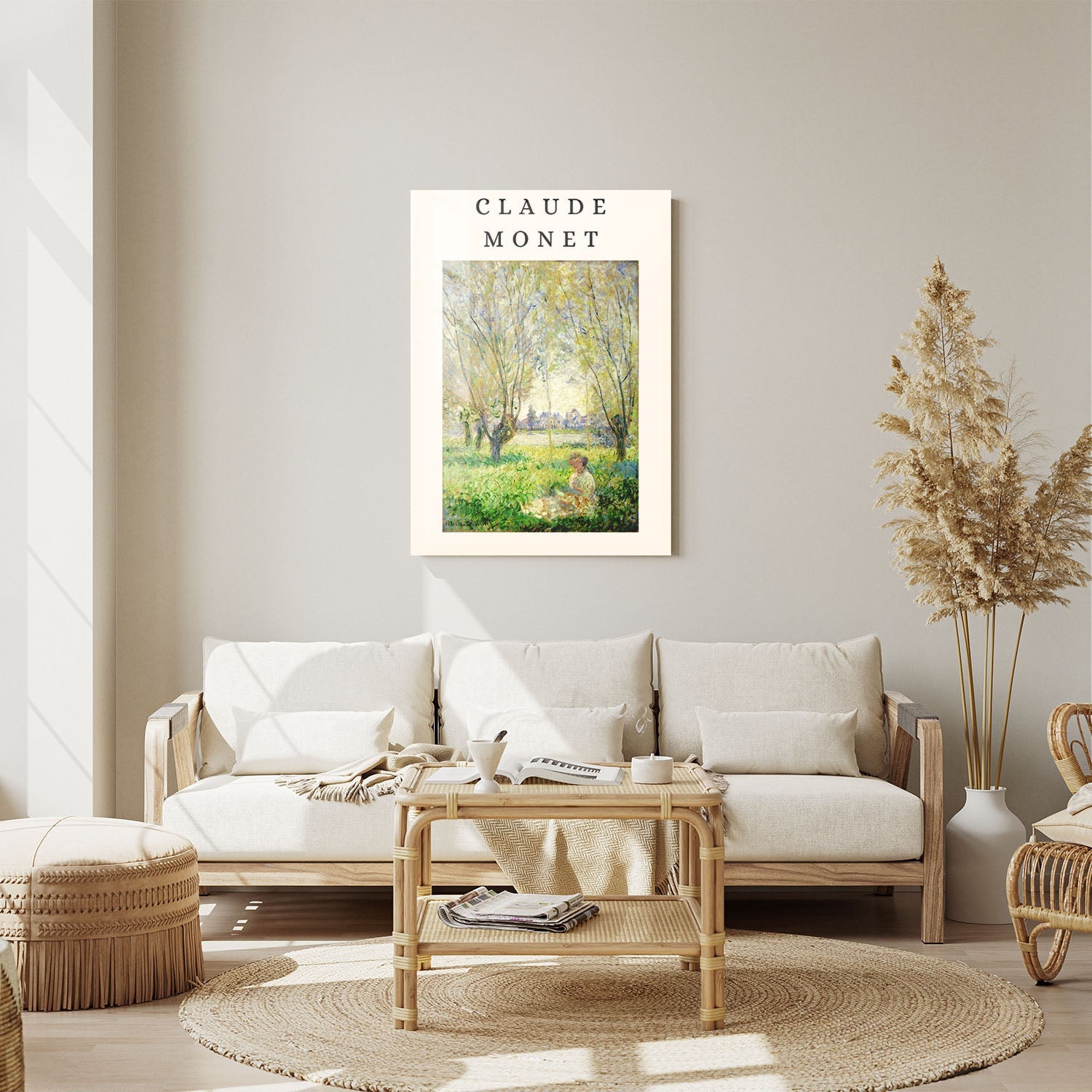 Wes Co Gallery Metal Poster Garden Bliss Sunlit Fields by Claude Monet 11" x 14" Home Goods - Artist Edge to edge Metal Art Print