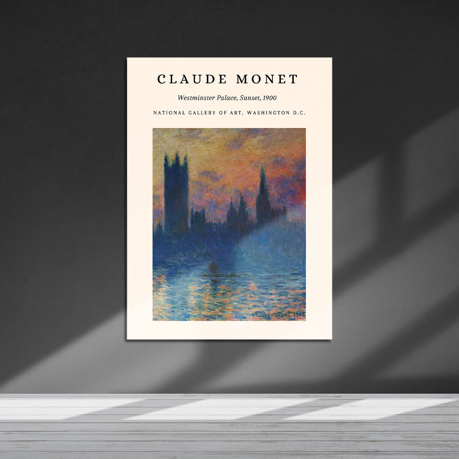 Wes Co Gallery Metal Poster Westminster Sunset 1900 by Claude Monet 16" x 24" Home Goods - Artist Edge to edge Metal Art Print