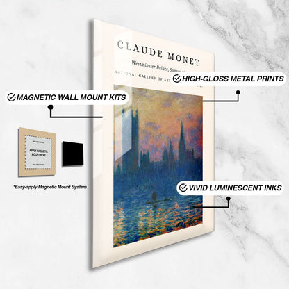 Wes Co Gallery Metal Poster Westminster Sunset 1900 by Claude Monet 24" x 36" Home Goods - Artist Edge to edge Metal Art Print